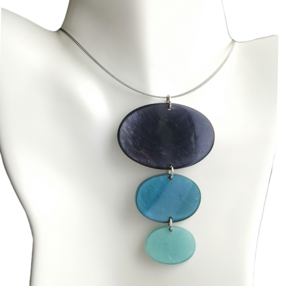 Modernism Capiz Shell Blue Necklace
